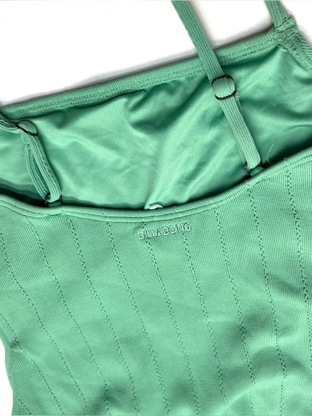 Billabong x Salty Blonde Sunset Rib Swimsuit in Mint Green High Leg - Picture 8 of 12